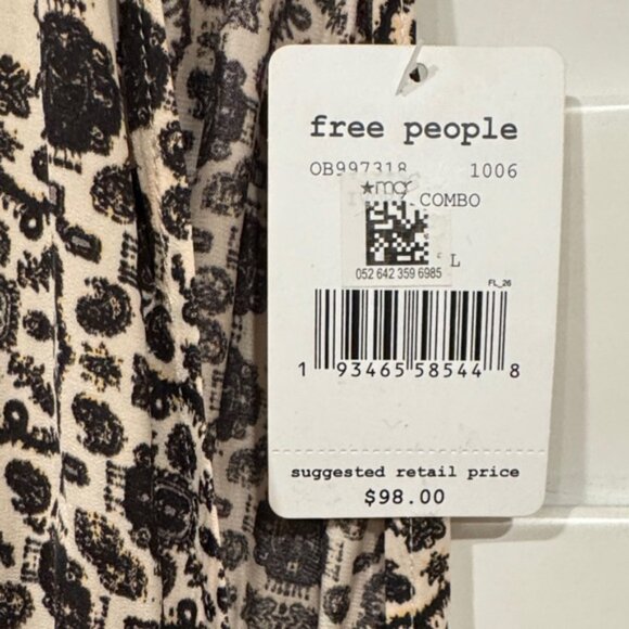 Free People Black and Cream Mini Dress - Picture 2 of 11